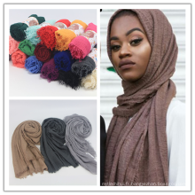 Foulard musulman de haute qualité femmes hijab couleur unie rayonne coton froissé hijab écharpe